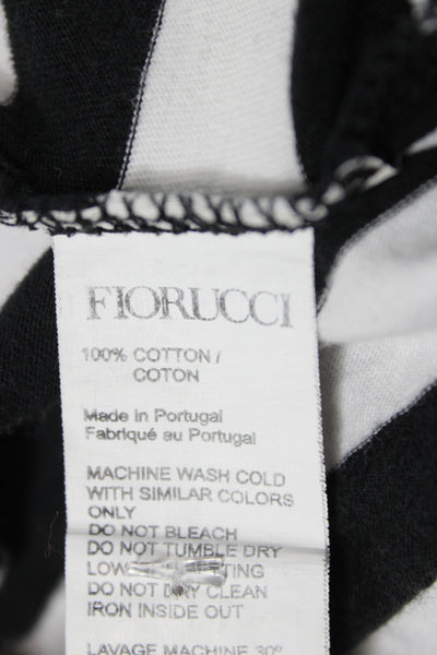 Fiorucci Women Black Striped Cotton Jersey T-Shirt Crewneck Short Sleeve Size S