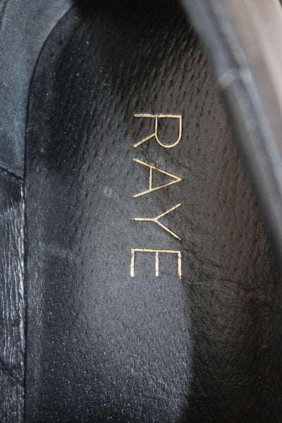 Raye Womens Leather Slide On Gold Tone Platform Loafers Black Size 8