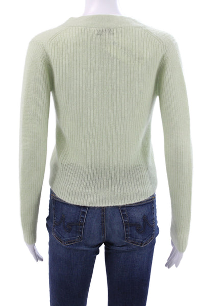 Vince Women Cardigan Green V Neck Long Sleeve Button Mohair Wool Size 2XS