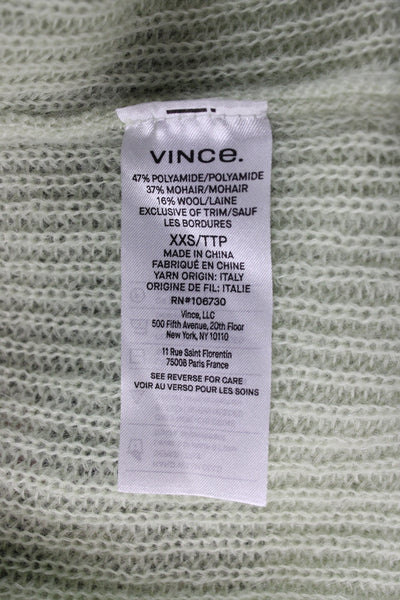 Vince Women Cardigan Green V Neck Long Sleeve Button Mohair Wool Size 2XS