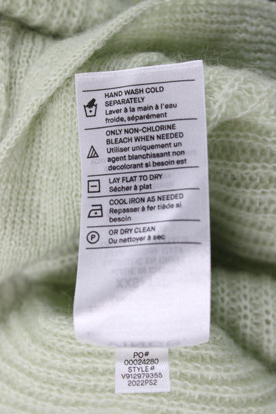 Vince Women Cardigan Green V Neck Long Sleeve Button Mohair Wool Size 2XS
