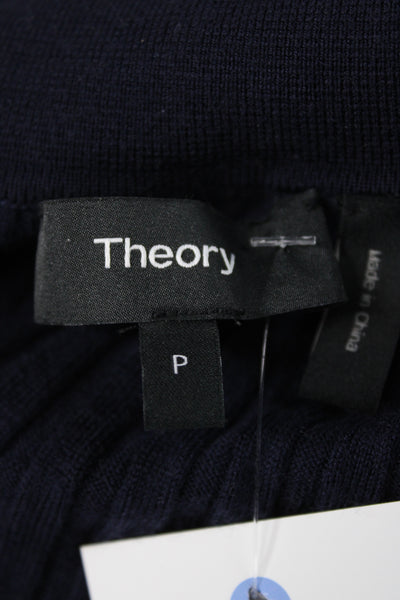 Theory Womens Collared Striped Wool Cardigan Long Sleeve Dark Blue Size PP