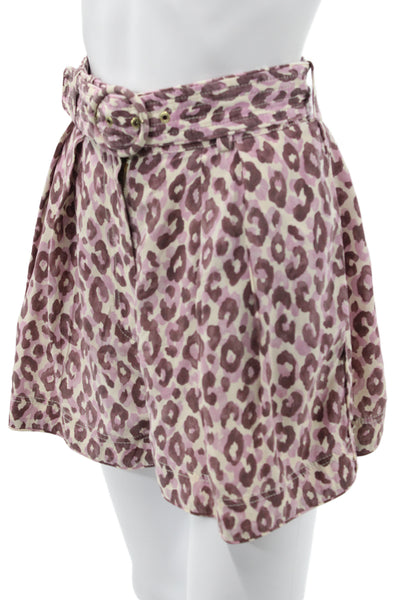 Zimmermann Unisex Beige Silk Animal Print Buckle Shorts Size 1