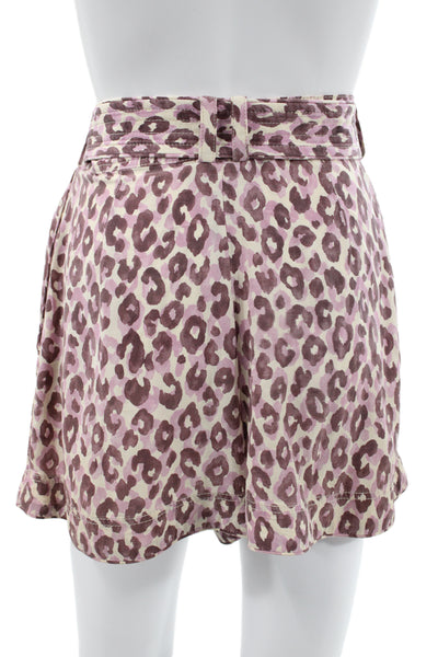 Zimmermann Unisex Beige Silk Animal Print Buckle Shorts Size 1