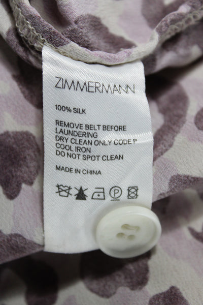 Zimmermann Unisex Beige Silk Animal Print Buckle Shorts Size 1