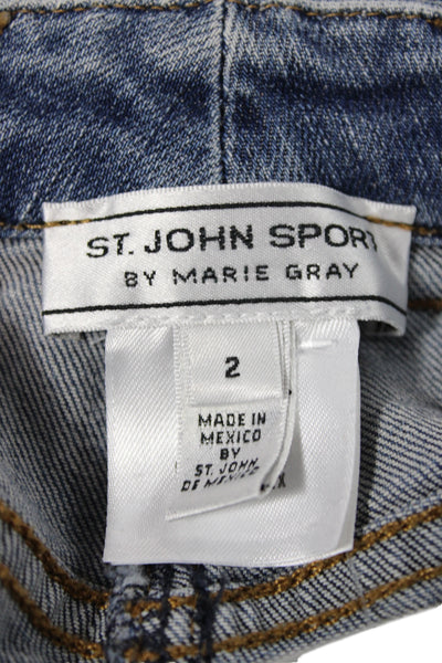 St. John Sport Women Straight Jeans Blue Mid Rise Stars Petite Size 2