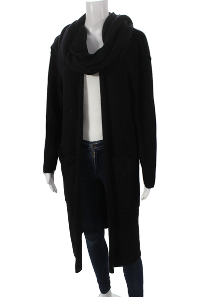 Kes Womens Overcoat Coatigan Black Wool Cashmere Long Sleeve Size M