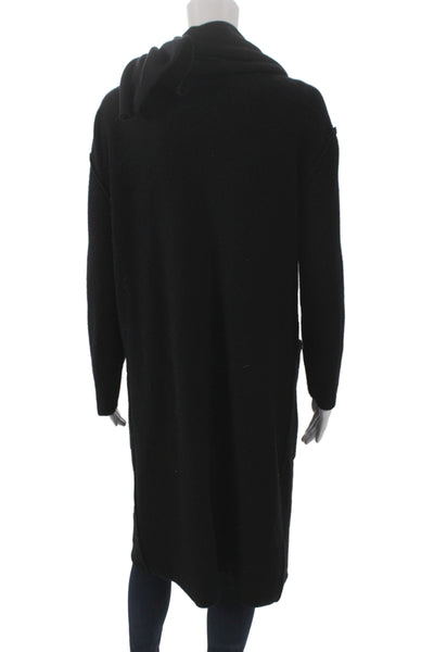 Kes Womens Overcoat Coatigan Black Wool Cashmere Long Sleeve Size M