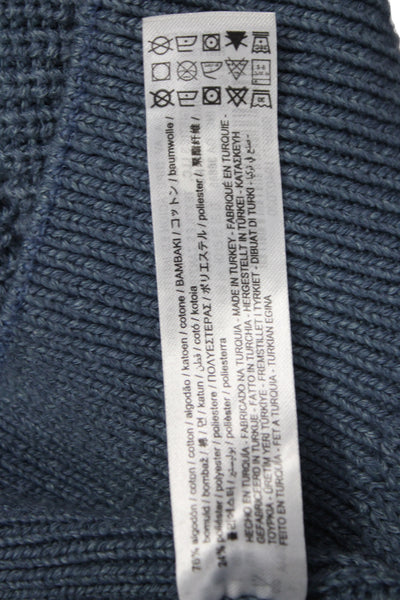 Zara Unisex Cardigan Blue V-Neck Button Solid Long Sleeve Cotton Size S