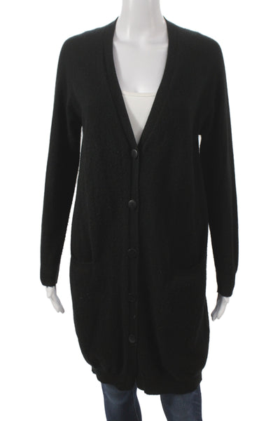 Blossom Cashmere Unisex Black Pima Cotton V-Neck Button Cardigan Size M