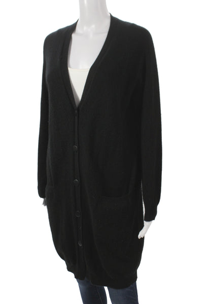 Blossom Cashmere Unisex Black Pima Cotton V-Neck Button Cardigan Size M