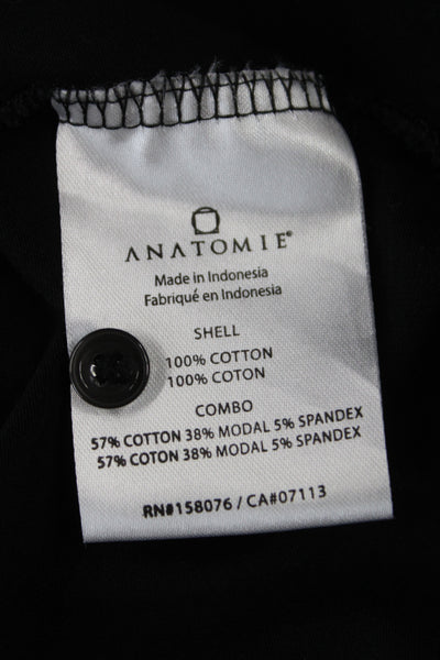 Anatomie Womens Basic Black Cotton Collared Button-Up Long Sleeve Size L