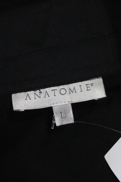 Anatomie Womens Basic Black Cotton Collared Button-Up Long Sleeve Size L
