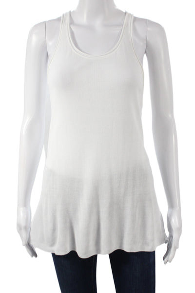 Nili Lotan Women Sleeveless Tunic Tank White Round Neck Size M