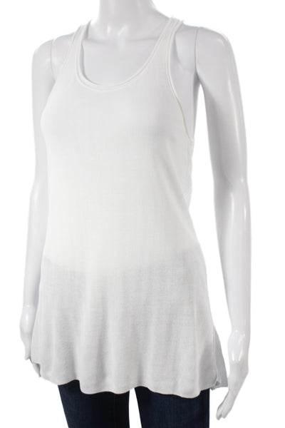 Nili Lotan Women Sleeveless Tunic Tank White Round Neck Size M