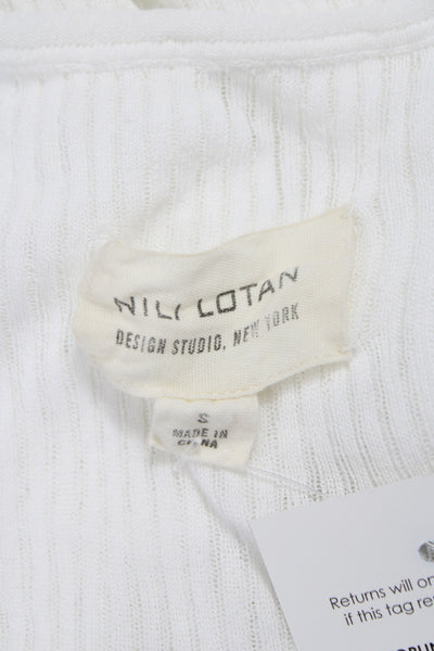 Nation LTD Womens White Collared Short Sleeve Button Up Top Designer Size M