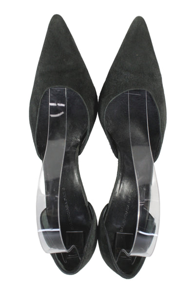 Balenciaga Paris Womens Suede Pointed Toe Heels Black Size 38.5 8.5