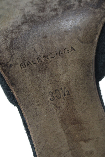 Balenciaga Paris Womens Suede Pointed Toe Heels Black Size 38.5 8.5