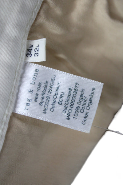Rag & Bone Mens Skinny Jeans White Organic Cotton Button Size 34