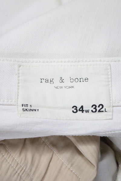 Rag & Bone Mens Skinny Jeans White Organic Cotton Button Size 34