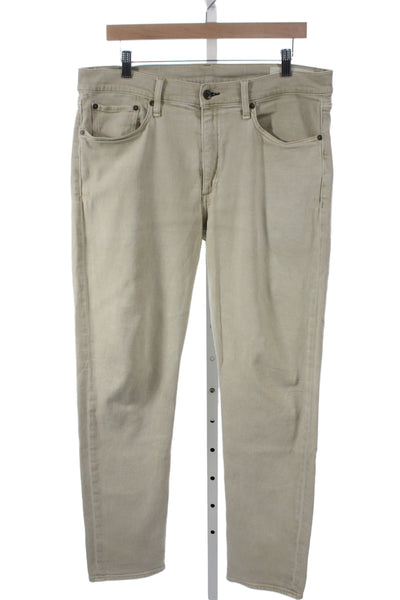 Rag & Bone Mens Straight Khaki Jeans Beige Button Fly Size 34