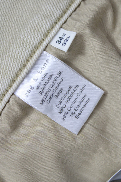 Rag & Bone Mens Straight Khaki Jeans Beige Button Fly Size 34