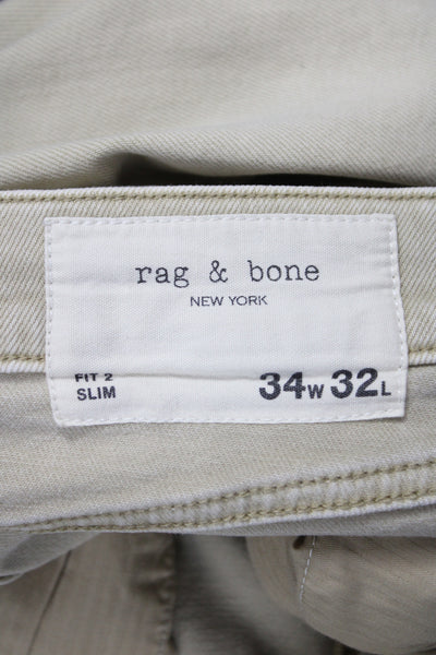 Rag & Bone Mens Straight Khaki Jeans Beige Button Fly Size 34