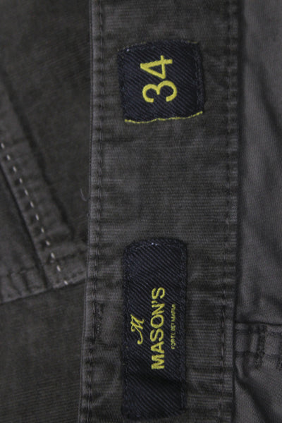 Masons Mens Brown Army Cotton Viscose Elastane Pants Button Closure Size 34