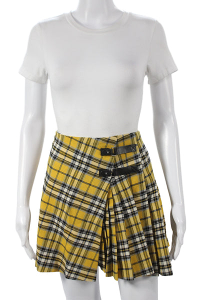Maje Womens Black Plaid Pleated Mini Skort 100% Cotton Size 36