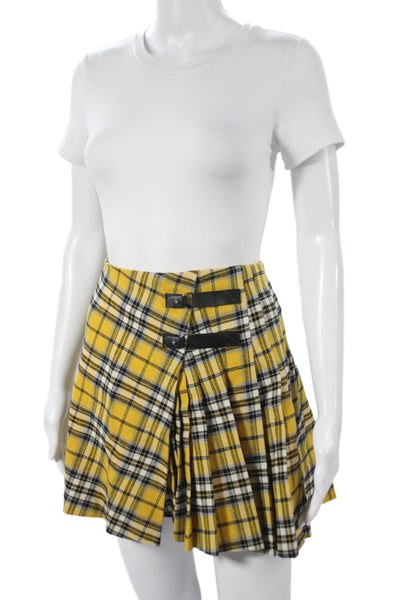 Maje Womens Black Plaid Pleated Mini Skort 100% Cotton Size 36