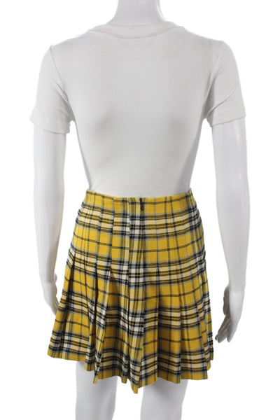 Maje Womens Black Plaid Pleated Mini Skort 100% Cotton Size 36