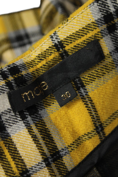 Maje Womens Black Plaid Pleated Mini Skort 100% Cotton Size 36