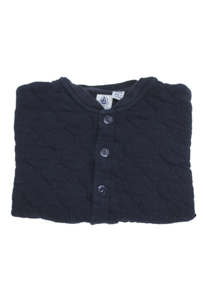 Petit Bateau Childrens Boys Quilted Button Down Jacket Navy Blue Size 24 Months