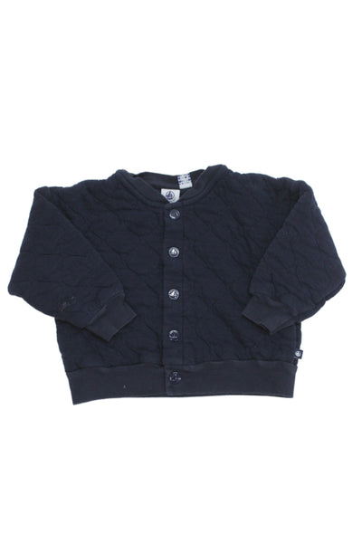Petit Bateau Childrens Boys Quilted Button Down Jacket Navy Blue Size 24 Months