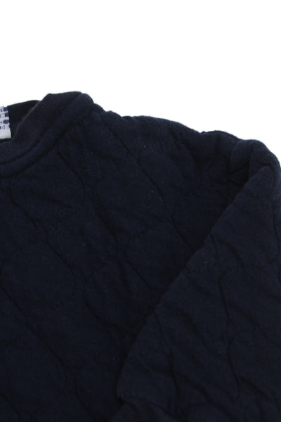 Petit Bateau Childrens Boys Quilted Button Down Jacket Navy Blue Size 24 Months