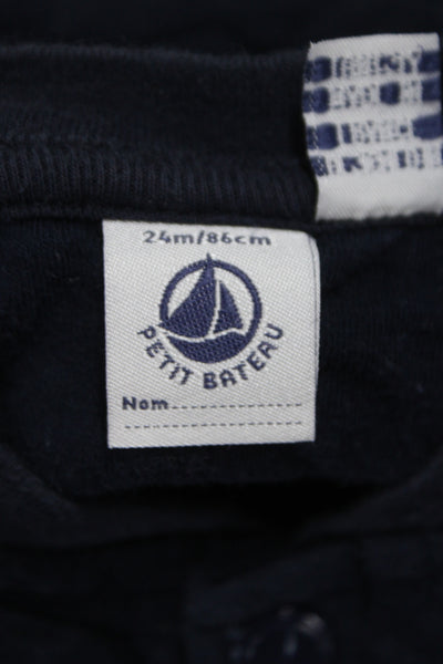 Petit Bateau Childrens Boys Quilted Button Down Jacket Navy Blue Size 24 Months