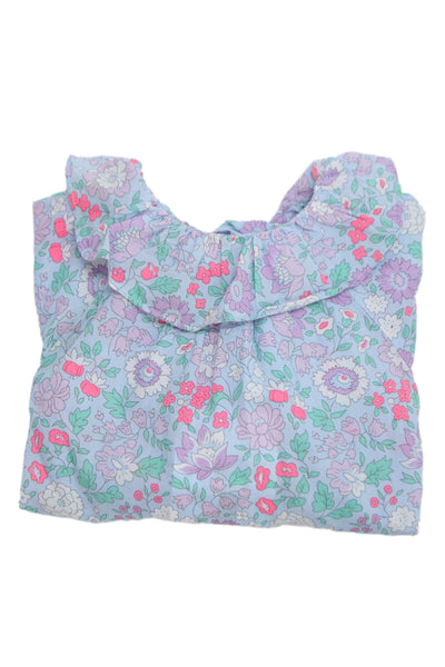 Jacadi Childrens Girls Floral Print Collared Blouse Multi Colored Size 18 Months