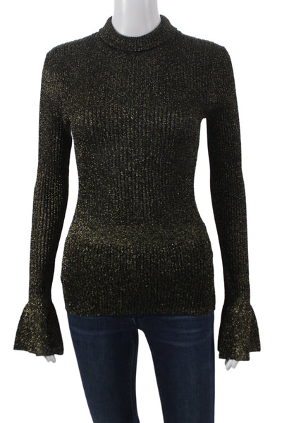Veronica Beard Women Pullover Mock Neck Sweater Black Long Sleeve Size S