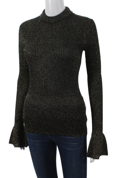 Veronica Beard Women Pullover Mock Neck Sweater Black Long Sleeve Size S