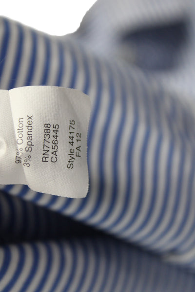 J Crew Women Basic Striped Collared Button Up Shirt Blue Long Sleeve Size S