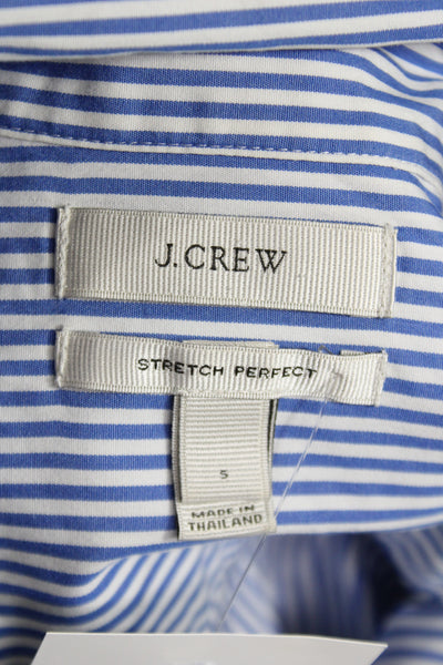 J Crew Women Basic Striped Collared Button Up Shirt Blue Long Sleeve Size S
