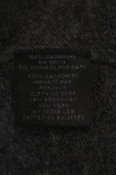 Magaschoni Unisex V Neck 100% Cashmere Pullover Sweater Dark Gray Size L