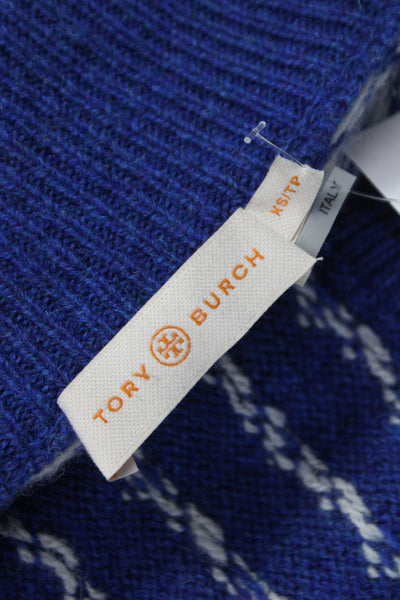 Tory Burch Unisex Fair Isle Collared Zip Cardigan Blue Size XS