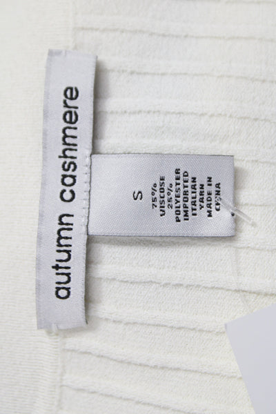 Autumn Cashmere Womens White Striped V-Neck Cardigan Button Size S