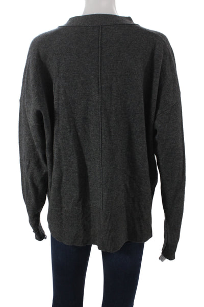 Brochu Walker Unisex Cardigan Dark Gray Wool Cashmere V Neck Button Size S