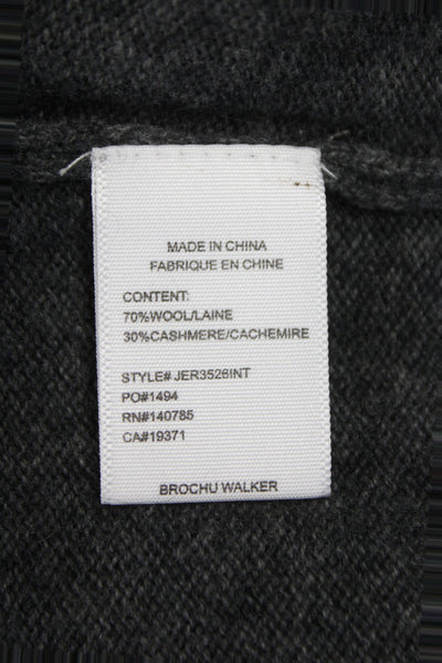 Brochu Walker Unisex Cardigan Dark Gray Wool Cashmere V Neck Button Size S
