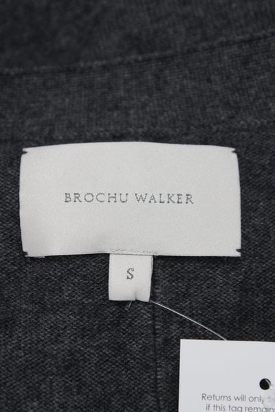 Brochu Walker Unisex Cardigan Dark Gray Wool Cashmere V Neck Button Size S