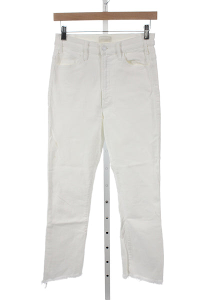Mother Womens Cropped Ankle White Jeans Mid Rise Button Size 26
