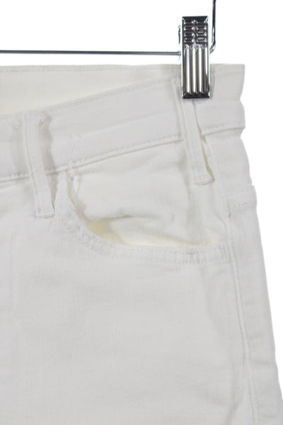 Mother Womens Cropped Ankle White Jeans Mid Rise Button Size 26
