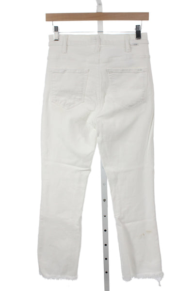 Mother Womens Cropped Ankle White Jeans Mid Rise Button Size 26